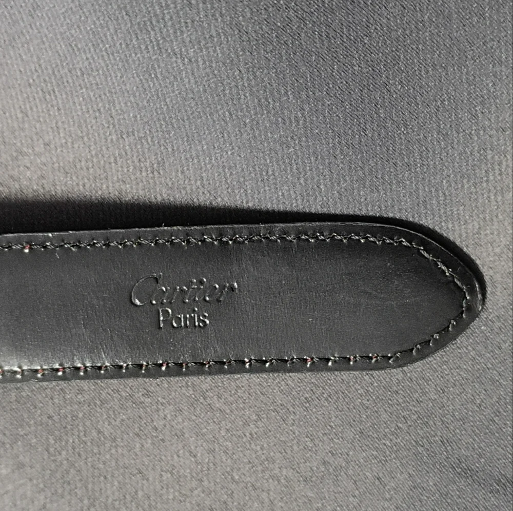 ❤️CARTIER PARIS SILVER BUCKLE WITH BLACK & BURGUNDY REVERSIBLE BELT 31-33.5 - Picture 4 of 9